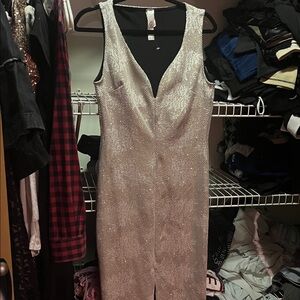 Gracie Shimmering Silver Midi Dress